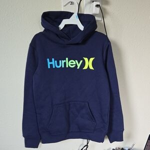 Hurley Kids Hoodie in Navy with Blue and Yellow Logo